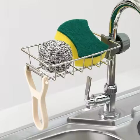 Stainless Steel Adjusting Multifunctional Kitchen Faucet Sponge Holder Durable And Convenient Storage Solution For Everyday Use